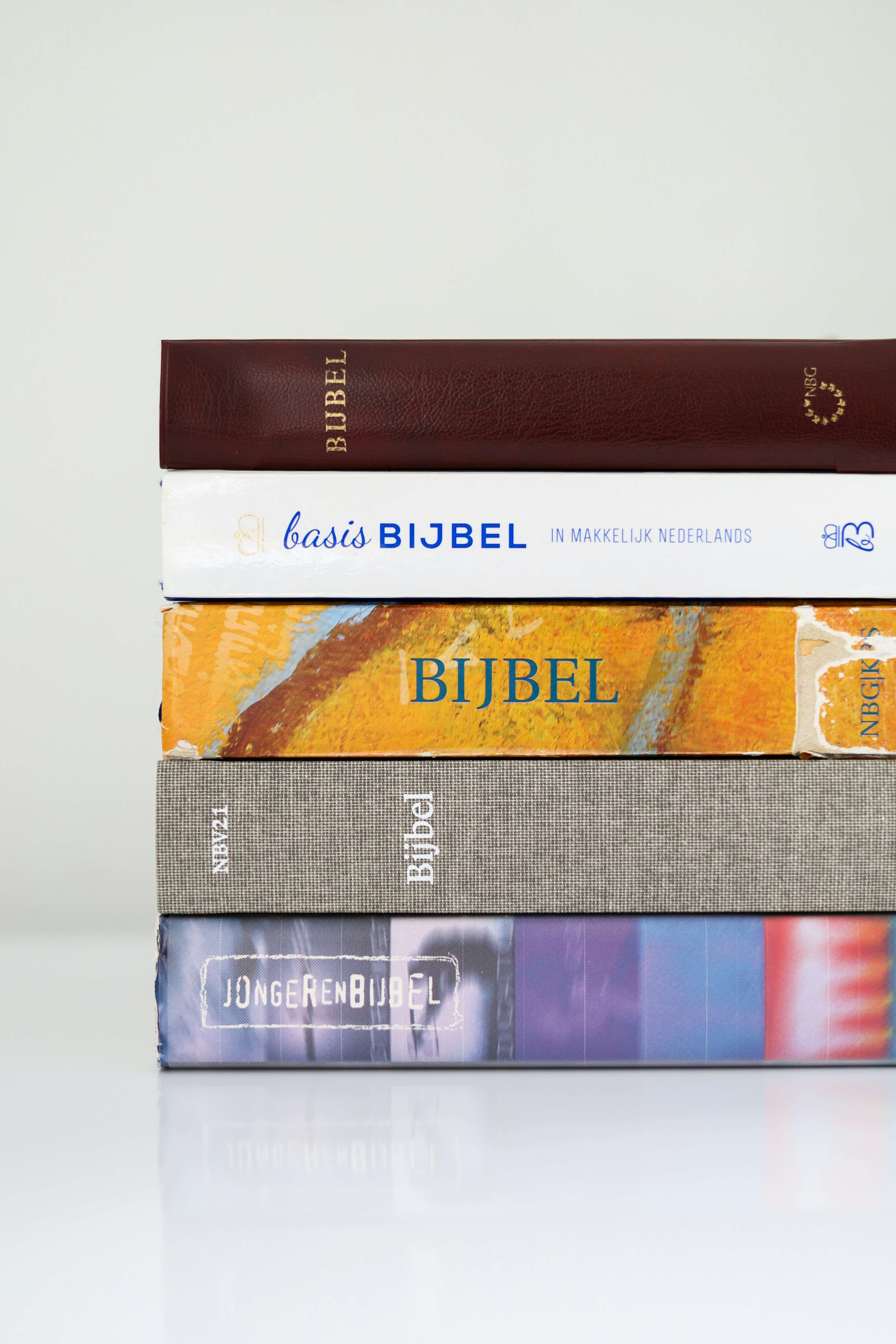 A stack of various Bibles for young people